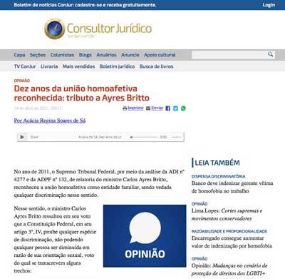 Site jurídico publica artigo de Juíza do TJDFT sobre união homoafetiva