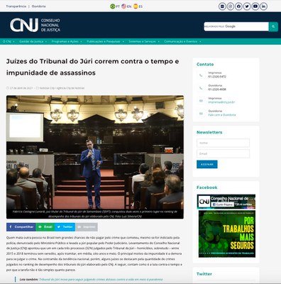 CNJ destaca atuação de juízes de Tribunais do Júri do TJDFT