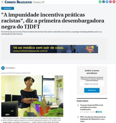 Desembargadora do TJDFT fala sobre racismo em entrevista ao Correio Braziliense