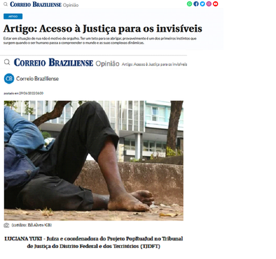 Correio Braziliense publica artigo de Juíza do TJDFT sobre pessoas em situação de rua