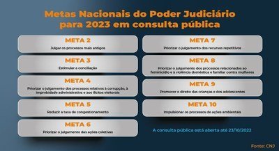 CNJ disponibiliza consulta pública sobre as propostas de Metas Nacionais 2023