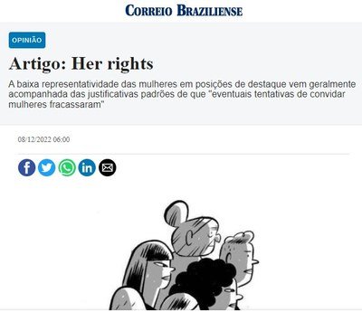 Juíza do TJDFT publica artigo sobre representatividade feminina no Correio Braziliense