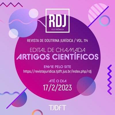 Seguem abertas inscrições de trabalhos científicos para a Revista RDJ