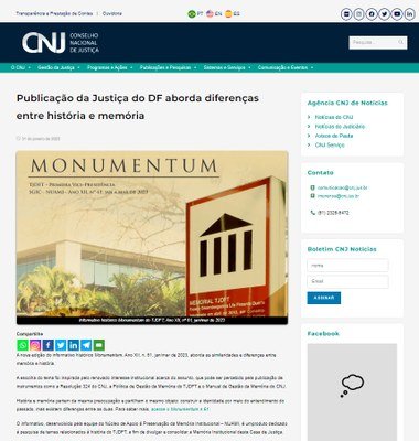 CNJ repercute lançamento da nova edição do Monumentum