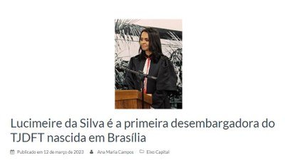 Correio Braziliense destaca posse da nova Desembargadora do TJDFT