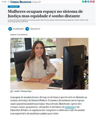 Mulheres no Judiciário: Juíza do TJDFT é destaque em matéria do Correio Braziliense