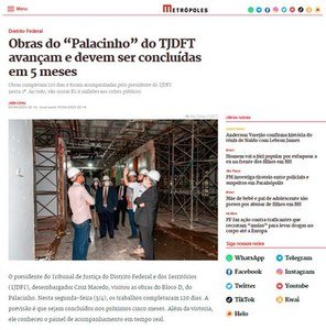 Visita do Presidente do TJDFT às obras do Palacinho repercute na imprensa