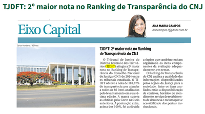 Pontuação do TJDFT em ranking do CNJ é destaque no Correio Braziliense